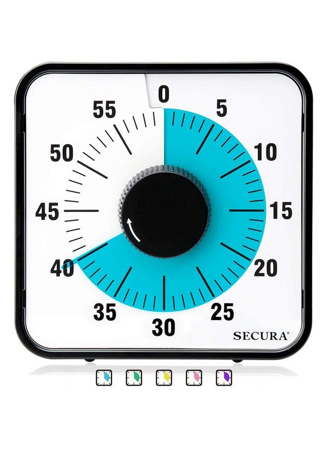 سيكورا مؤقت تنازلي بصري من سيكيورا، 60 دقيقة، مؤقت بصري كبير الحجم للفصول الدراسية، مقاس 7.5 بوصة، للأطفال والكبار، ساعة مطبخ ميكانيكية متينة مع دعامة مغناطيسية (أزرق) - Image 1