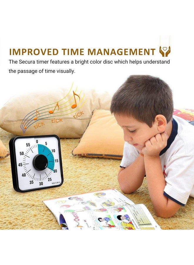 سيكورا مؤقت تنازلي بصري من سيكيورا، 60 دقيقة، مؤقت بصري كبير الحجم للفصول الدراسية، مقاس 7.5 بوصة، للأطفال والكبار، ساعة مطبخ ميكانيكية متينة مع دعامة مغناطيسية (أزرق) - Image 3