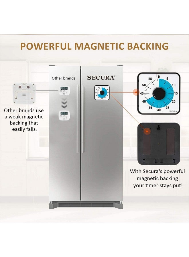 سيكورا مؤقت تنازلي بصري من سيكيورا، 60 دقيقة، مؤقت بصري كبير الحجم للفصول الدراسية، مقاس 7.5 بوصة، للأطفال والكبار، ساعة مطبخ ميكانيكية متينة مع دعامة مغناطيسية (أزرق) - Image 5