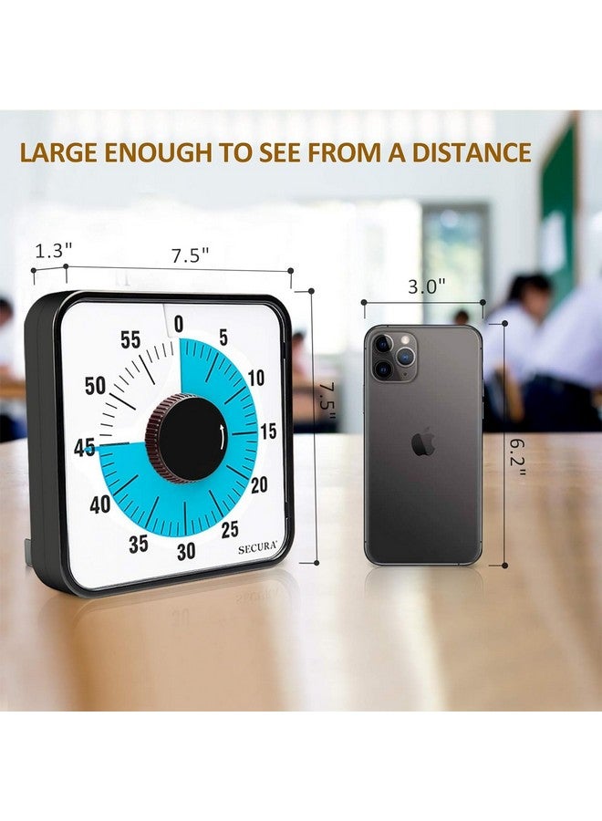 سيكورا مؤقت تنازلي بصري من سيكيورا، 60 دقيقة، مؤقت بصري كبير الحجم للفصول الدراسية، مقاس 7.5 بوصة، للأطفال والكبار، ساعة مطبخ ميكانيكية متينة مع دعامة مغناطيسية (أزرق) - Image 4