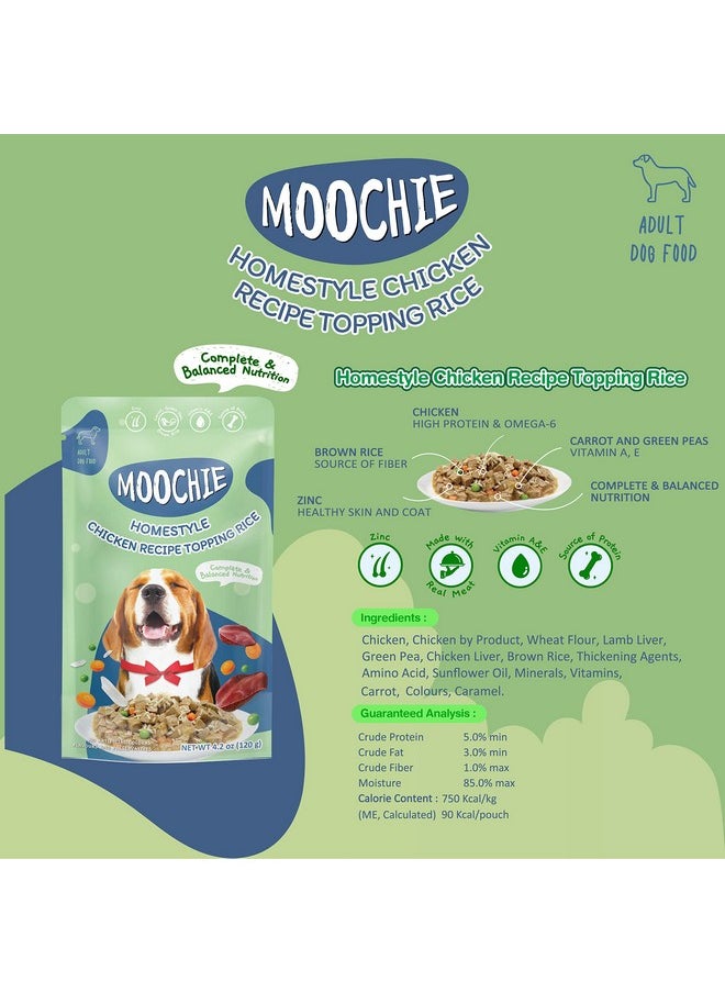 بتس إمباير طعام الكلاب الرطب من Moochie Homestyle، وجبة جافي خالية من الحبوب، مجموعة متنوعة من المعكرونة المغطاة بلحم الضأن، وصفة الدجاج المغطاة بالأرز وحساء الدجاج، أطعمة غنية بالبروتين للكلاب البالغة (120 جرام × 12)  - Image 3