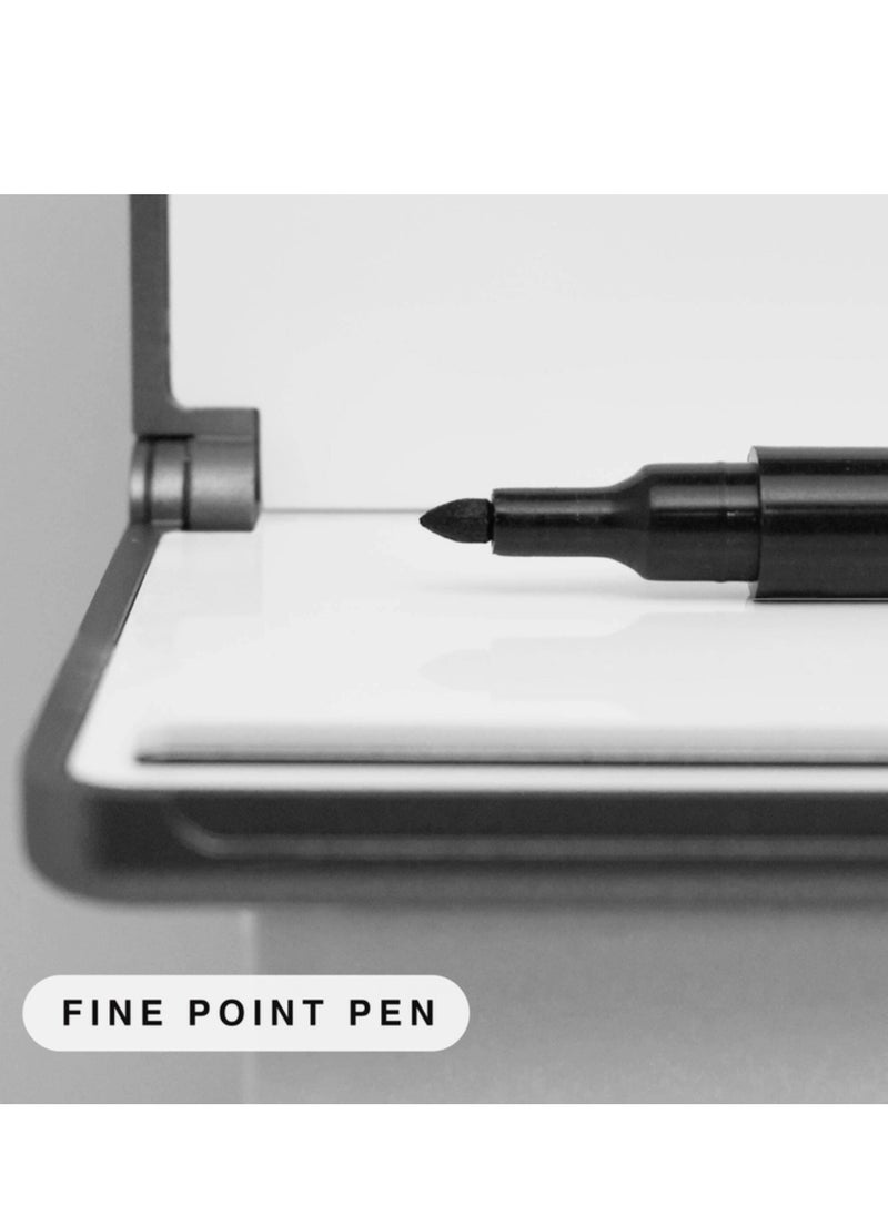 Memo Pen – Black Ink with Built-In Eraser (Pack of 4) – 0.8mm Tip – Compatible with MEMO Whiteboard Wallet
