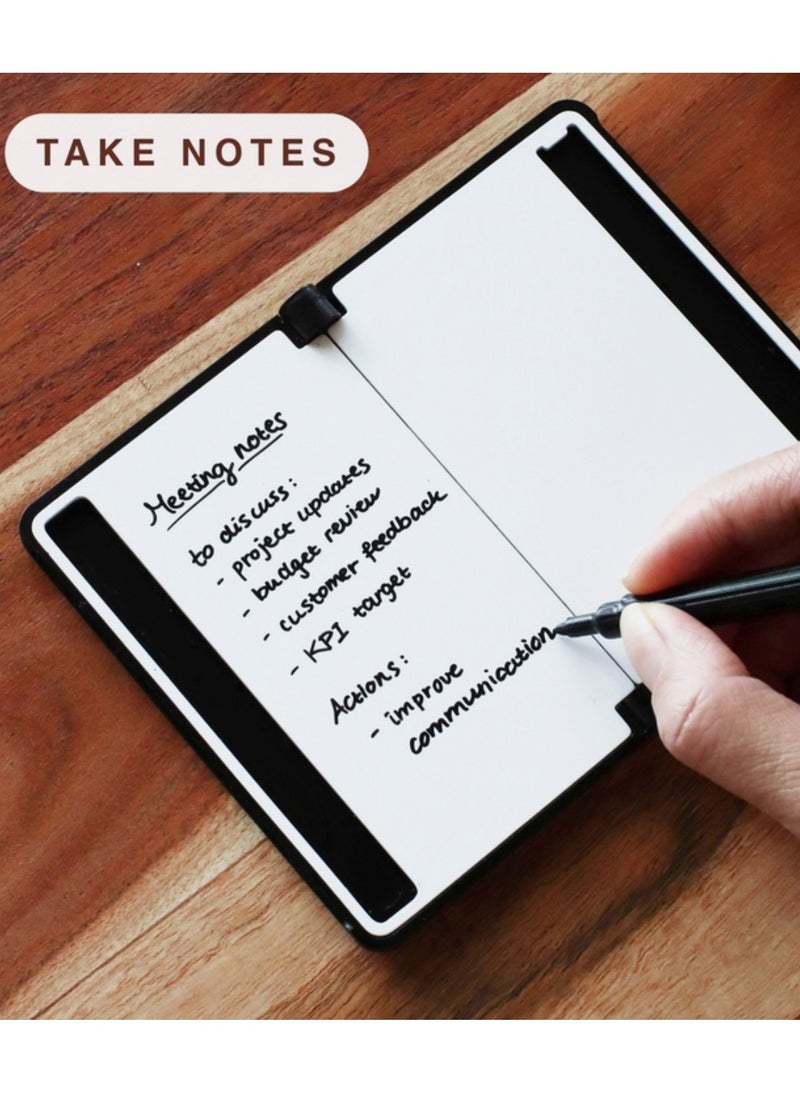 Memo Pen – Black Ink with Built-In Eraser (Pack of 4) – 0.8mm Tip – Compatible with MEMO Whiteboard Wallet