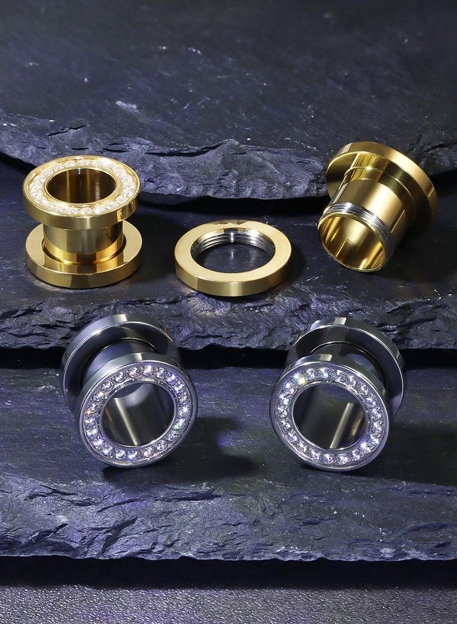 Ocptiy 0G Astm F136 Titanium Gauges Tunnels Plugs Earrings for Ears Stretching Kit 0 Gauge Implant Grade Screw Fit Diamond Tunnels Plugs Hollow Gauges Size 8mm Piercing Women Men 5/16 inch - Image 3