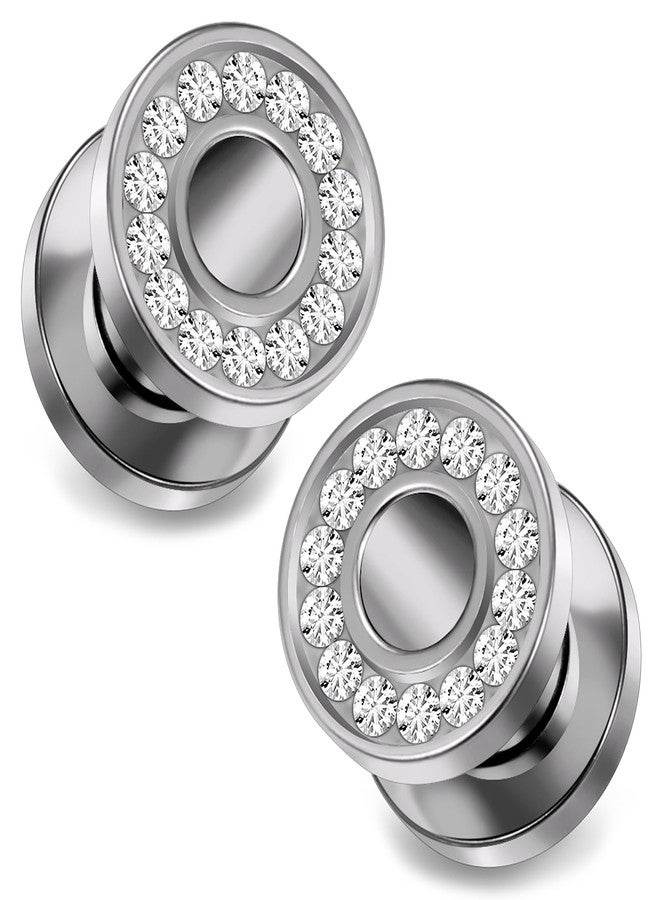 Ocptiy 0G Astm F136 Titanium Gauges Tunnels Plugs Earrings for Ears Stretching Kit 0 Gauge Implant Grade Screw Fit Diamond Tunnels Plugs Hollow Gauges Size 8mm Piercing Women Men 5/16 inch - Image 1