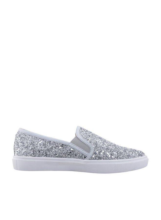 FEVERSOLE Women's Fashion Slip-On Sneaker Casual Flat Loafers Silver Pure Size 7.5 M US - Image 1