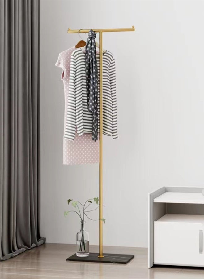 كوتيس رف ملابس معدني مكون من قطعة واحدة، رف ملابس ومعاطف، رف ملابس أنيق قائم بذاته، ذهبي/أسود، 40×25×170 سم - Image 1