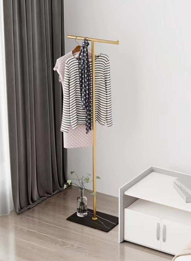 كوتيس رف ملابس معدني مكون من قطعة واحدة، رف ملابس ومعاطف، رف ملابس أنيق قائم بذاته، ذهبي/أسود، 40×25×170 سم - Image 3