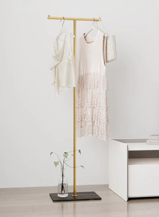 كوتيس رف ملابس معدني مكون من قطعة واحدة، رف ملابس ومعاطف، رف ملابس أنيق قائم بذاته، ذهبي/أسود، 40×25×170 سم - Image 2