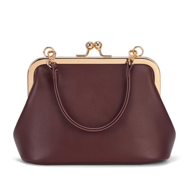 CATSEA Mini Women's Kiss Lock Crossbody Bag PU Small Top Hand Handbags Kiss Clasp Crossbody Purses Evening Clutch - Image 1