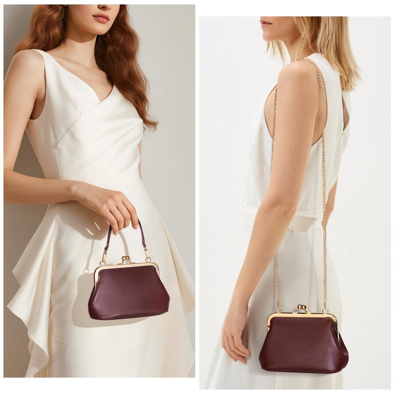 CATSEA Mini Women's Kiss Lock Crossbody Bag PU Small Top Hand Handbags Kiss Clasp Crossbody Purses Evening Clutch - Image 2
