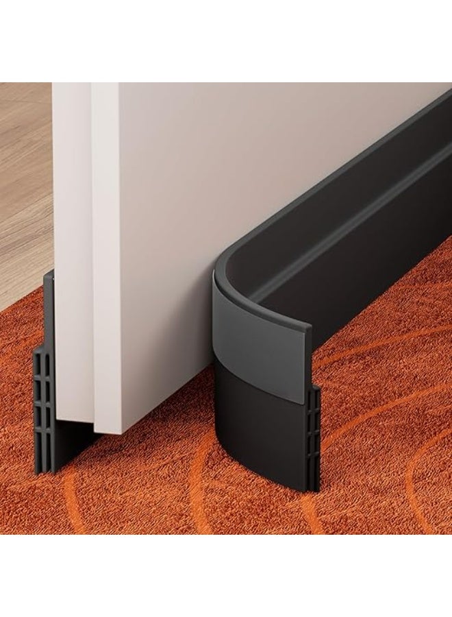 2 Pack Door Draft Stopper, Under Door Draft Blocker, Soundproof Door Sweep Weather Stripping for Doors, Black - Image 1