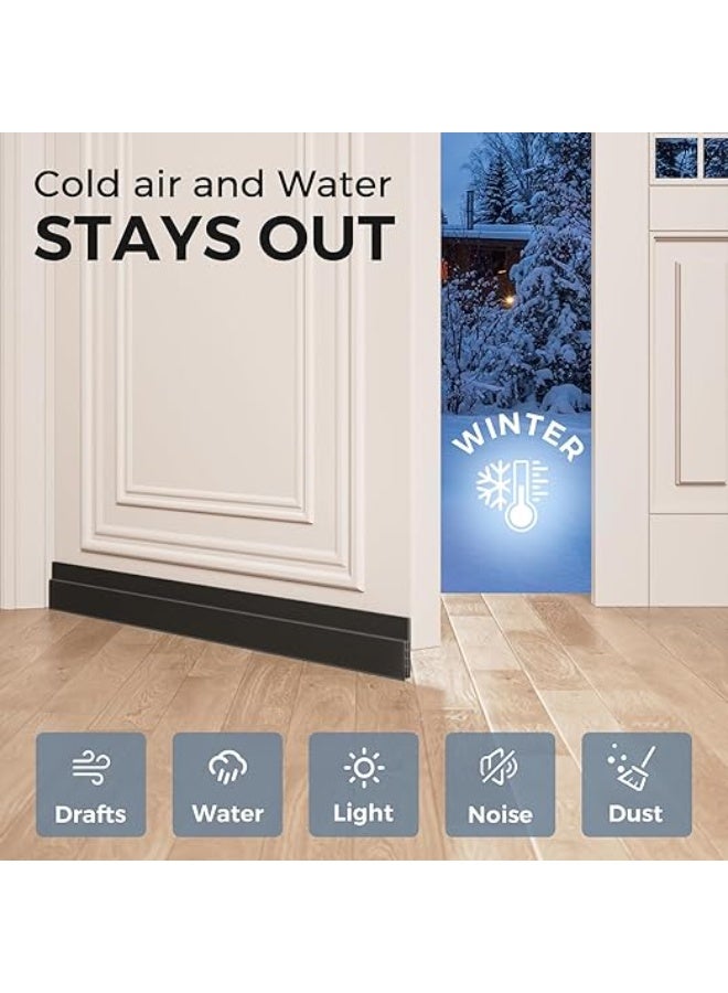 2 Pack Door Draft Stopper, Under Door Draft Blocker, Soundproof Door Sweep Weather Stripping for Doors, Black - Image 4