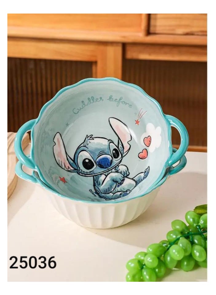 ستيتش طبق تقديم سيراميك صغير بتصميم شخصية ستيتش – صحن أنيق لطعام الأطفال والحلى والوجبات الخفيفة