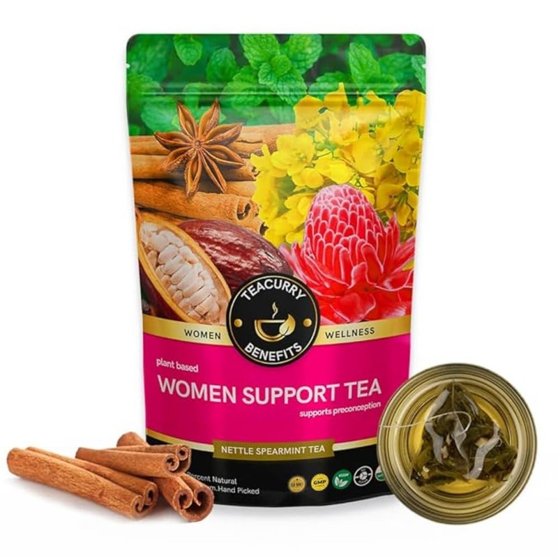 Teacurry Women Support Tea (100 Grams) - Helps with Women Wellness | Natural Blend of Spearmint, Shatavari, and Nettle - Image 1