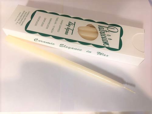 Patrician 10in Tall x 12 Diameter Ivory Hand Dipped Skinny Taper Candles Set of 12