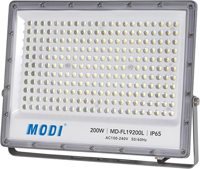 مودي كشاف LED خارجي بقوة ٥٠ إلى ٤٠٠ واط | إضاءة أمان مقاومة للماء IP65 | إضاءة بيضاء باردة ٦٥٠٠ كلفن | هيكل من الألومنيوم والكمبيوتر الشخصي | يُثبّت على الحائط للحدائق، والمرائب، والمستودعات، والساحات (٣٩٫٦ سم - ٢٠٠٠٠ لومن - ٢٠٠ واط)