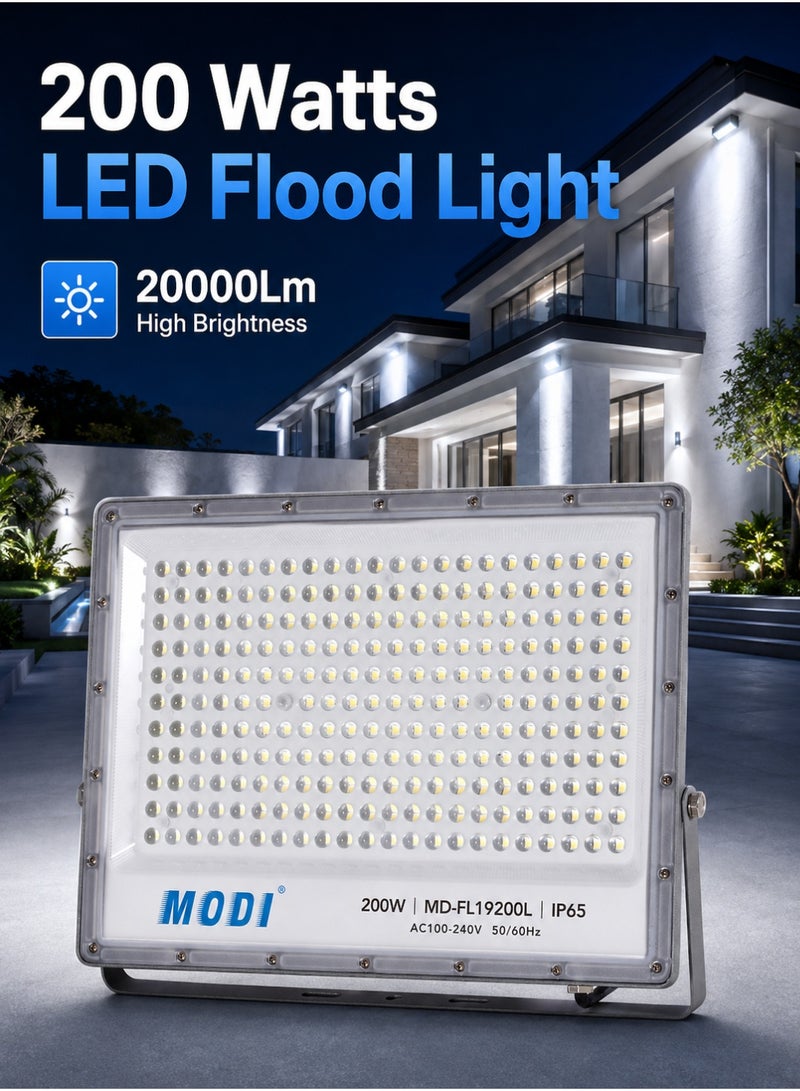 MODI 200W LED Flood Light, 20000LM Outdoor SMD Floodlight, IP65 Water Resistant, 4KV Surge Protection, AC100-240V Aluminum PC Body For Villa Garden Yard Warehouse - Image 4