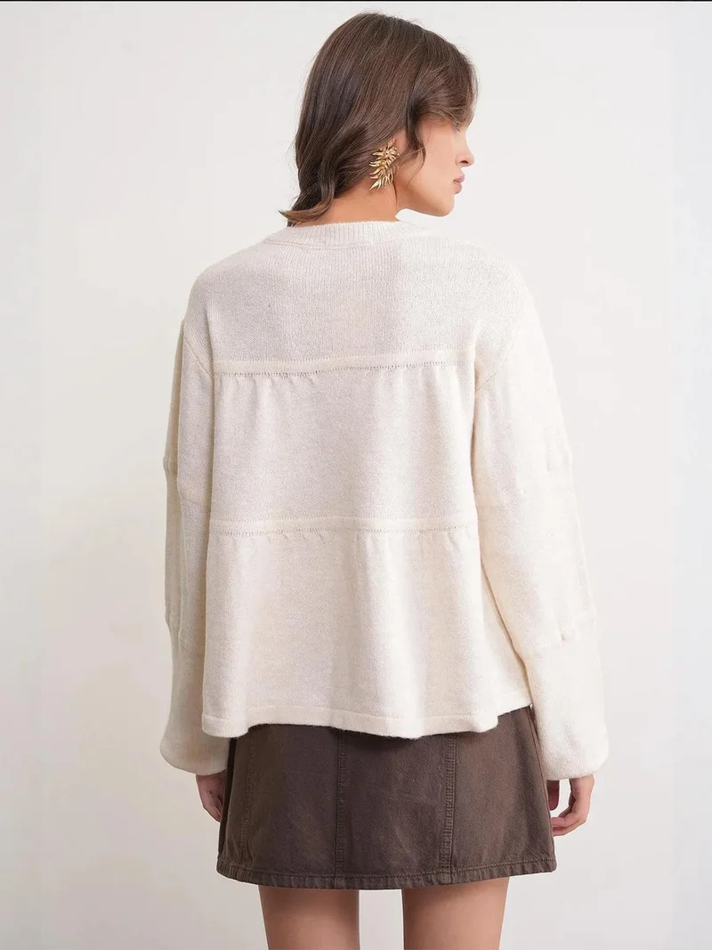 MixRay Mixray Tie-Detail Loose Knit Sweater