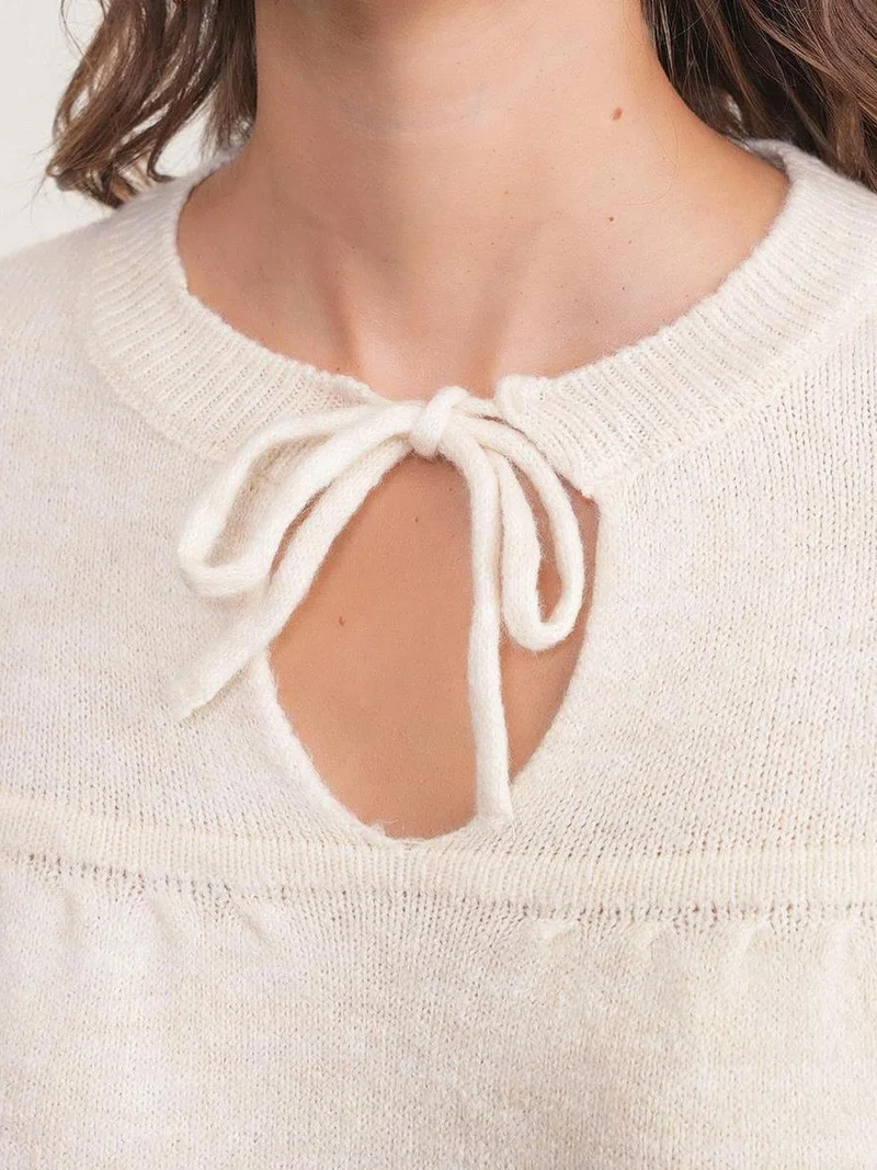 MixRay Mixray Tie-Detail Loose Knit Sweater