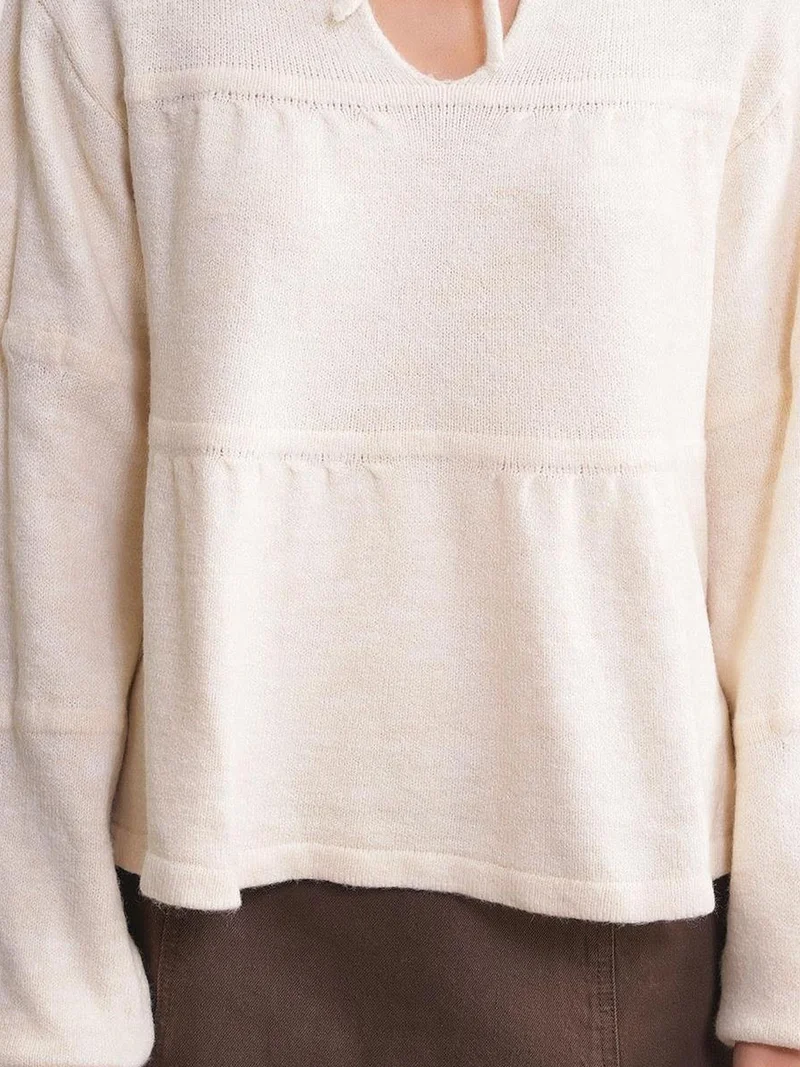 MixRay Mixray Tie-Detail Loose Knit Sweater