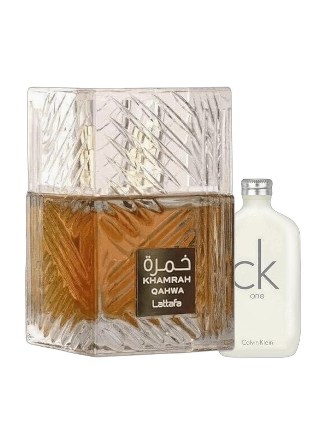 Lattafa Khamrah Qahwa & CK One Power Combo (100ml + 200ml) - Image 1