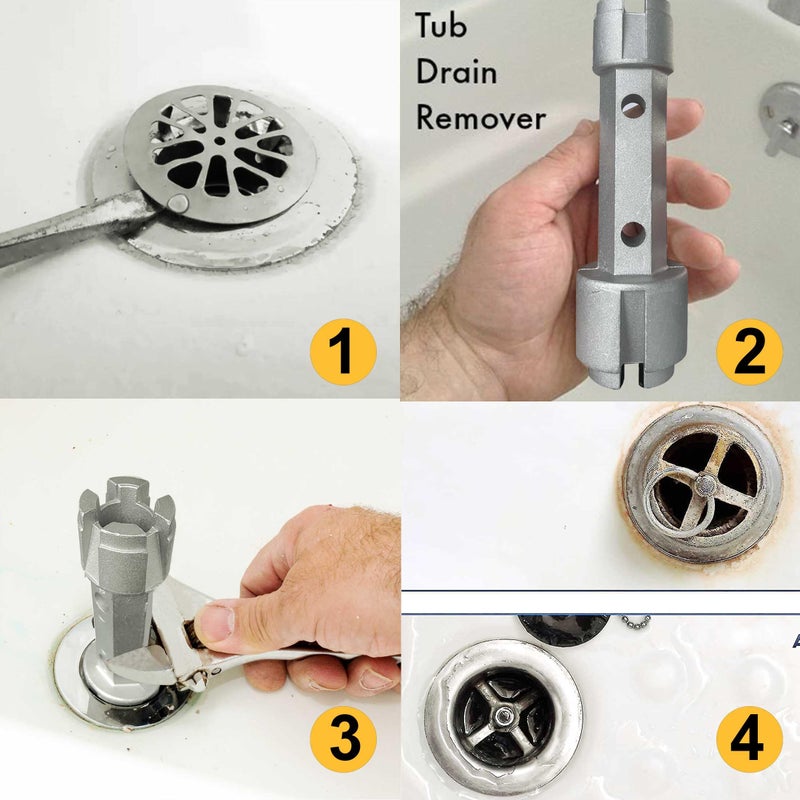 Hanpex Tub Drain Remover Wrench - Dual Ended for Bath & Shower Drains, Closet Spuds - Heavy Duty Aluminum - Image 4