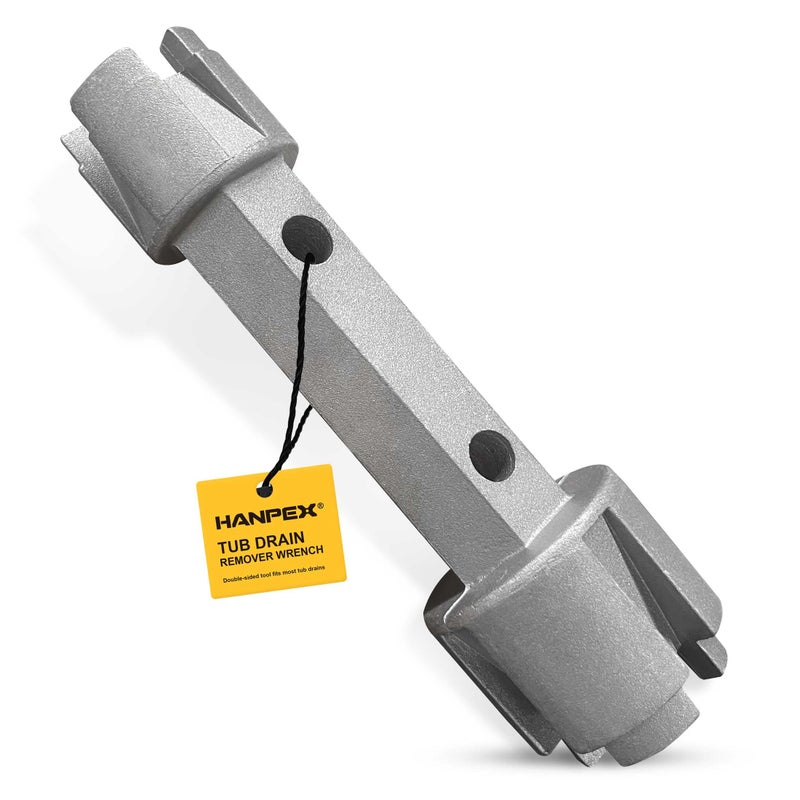 Hanpex Tub Drain Remover Wrench - Dual Ended for Bath & Shower Drains, Closet Spuds - Heavy Duty Aluminum - Image 1