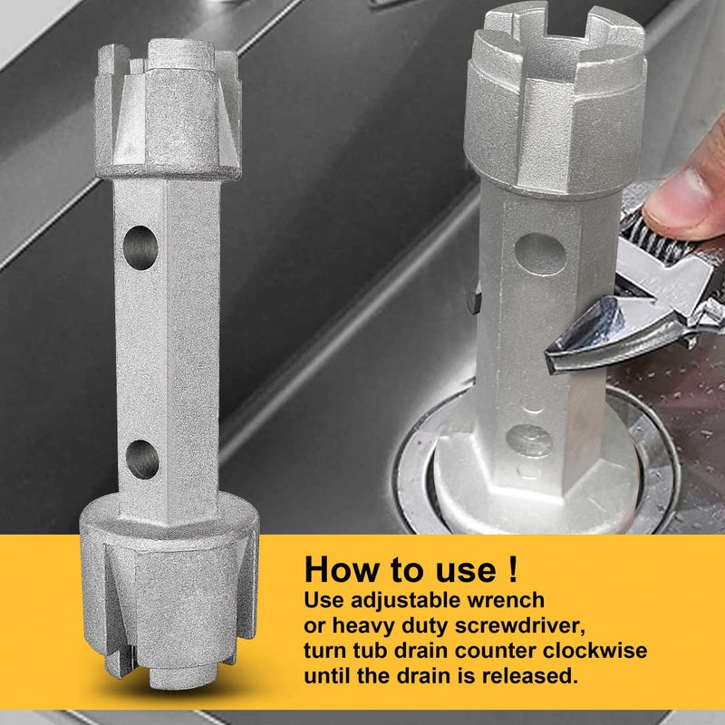 Hanpex Tub Drain Remover Wrench - Dual Ended for Bath & Shower Drains, Closet Spuds - Heavy Duty Aluminum - Image 5