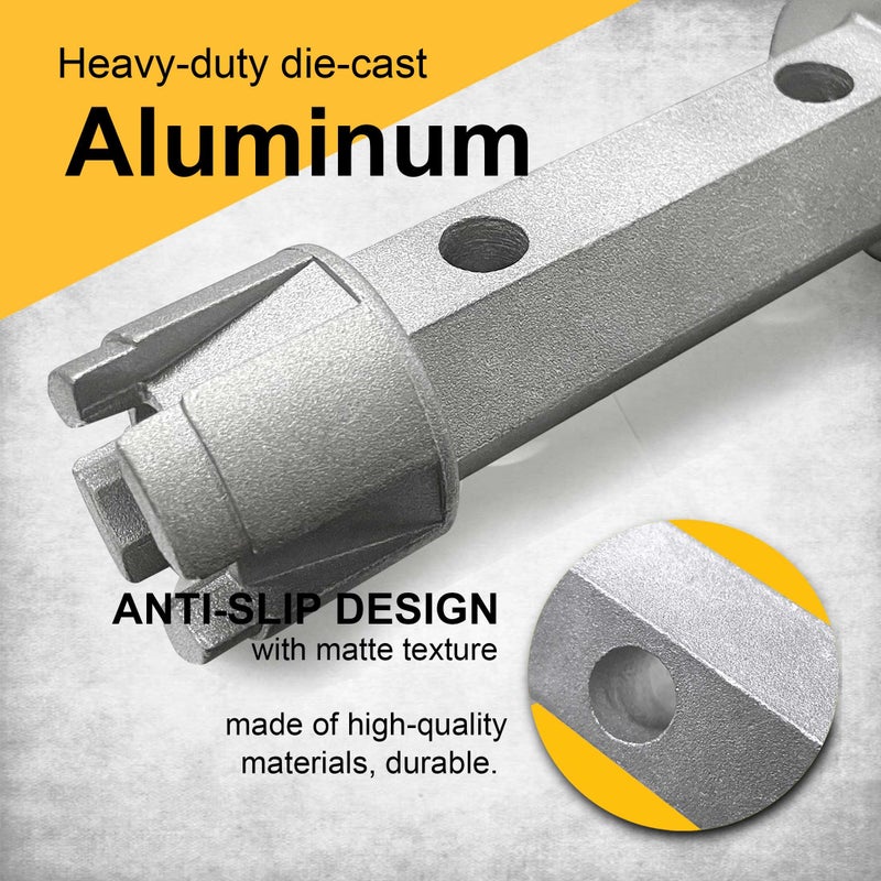 Hanpex Tub Drain Remover Wrench - Dual Ended for Bath & Shower Drains, Closet Spuds - Heavy Duty Aluminum - Image 2