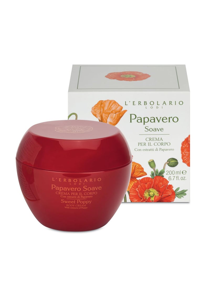 L'Erbolario LErbolario Sweet Poppy Body Cream  Moisturizing Cream for Dry Skin  Firming Poppy Flower Extracts  Olive Oil SkinTightening Vitamin E  67 oz 