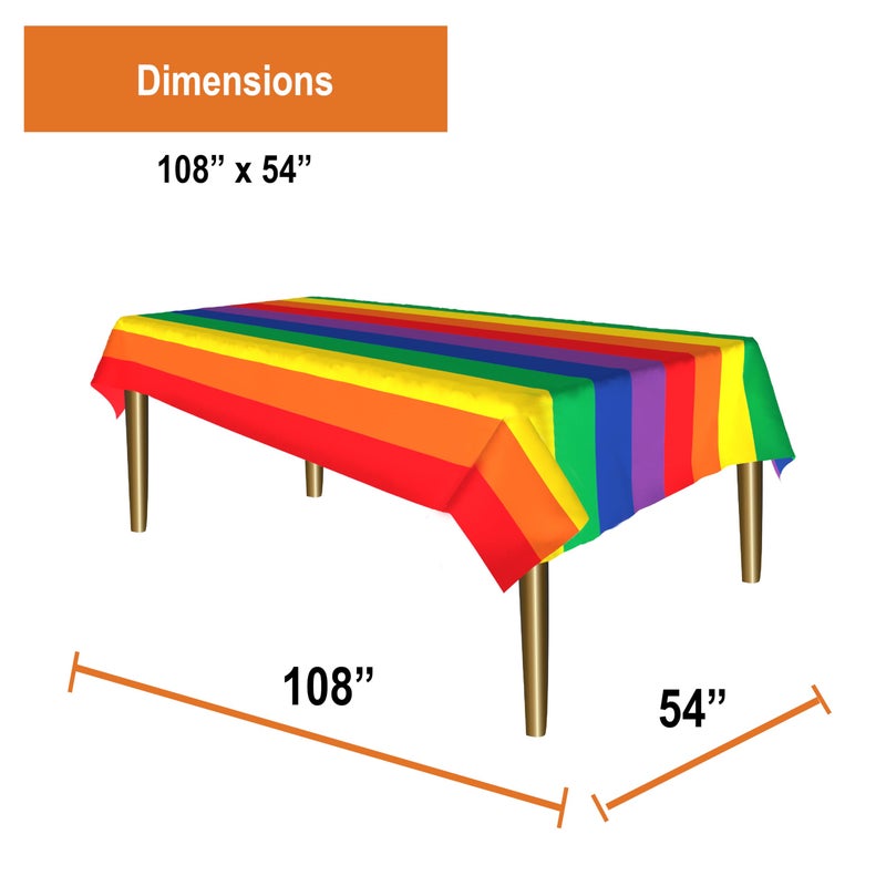 Party Dimensions Carnival Rainbow Disposable Plastic Tablecloth for Rectangle Tables (12 Pack) Table Cloths for Parties  Events  Indoors & Outdoors  54 x 108 inches  Plastic Table Cover - Image 2