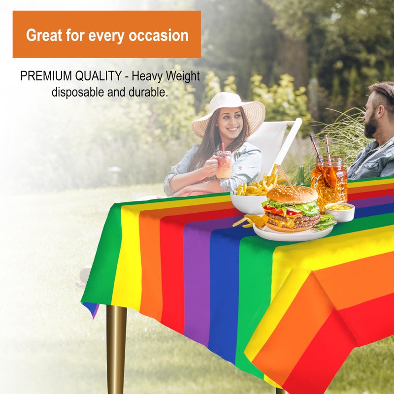 Party Dimensions Carnival Rainbow Disposable Plastic Tablecloth for Rectangle Tables (12 Pack) Table Cloths for Parties  Events  Indoors & Outdoors  54 x 108 inches  Plastic Table Cover - Image 4