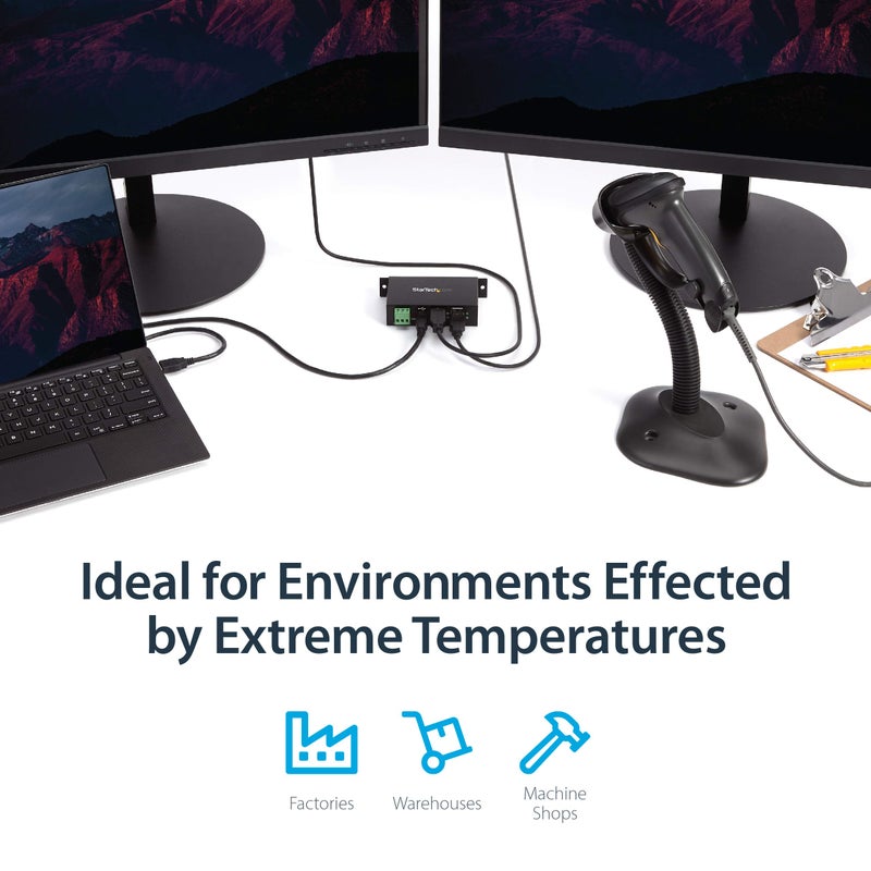 StarTech.com 4-Port USB 2.0 Hub - Metal Industrial USB-A Hub - Din Rail, Wall or Desk Mountable USB Data Hub - TAA Compliant USB Expander Hub (ST4200USBM) - Image 5