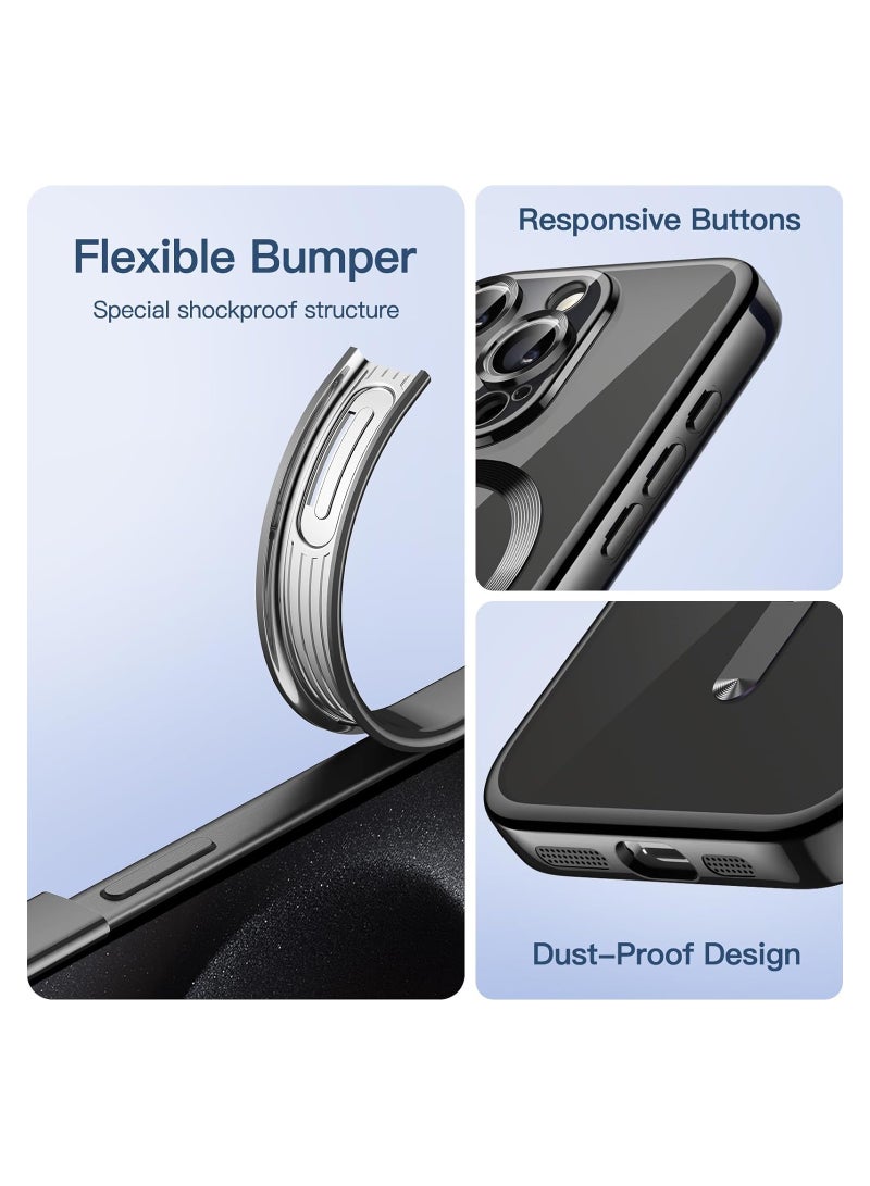 ELTRAZONE Electroplated Case for iPhone 15 Pro Max 6.7-Inch, Camera Lens Full Protection, Compatible with MagSafe Wireless Charging, Shockproof Soft TPU Phone Cover (Black) - Image 5
