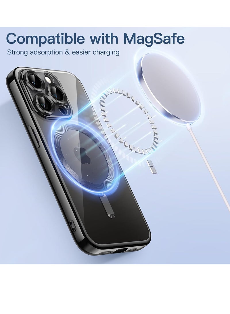 ELTRAZONE Electroplated Case for iPhone 15 Pro Max 6.7-Inch, Camera Lens Full Protection, Compatible with MagSafe Wireless Charging, Shockproof Soft TPU Phone Cover (Black) - Image 3