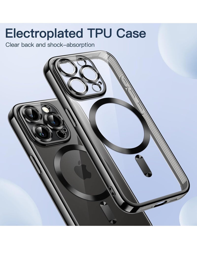 ELTRAZONE Electroplated Case for iPhone 15 Pro Max 6.7-Inch, Camera Lens Full Protection, Compatible with MagSafe Wireless Charging, Shockproof Soft TPU Phone Cover (Black) - Image 2