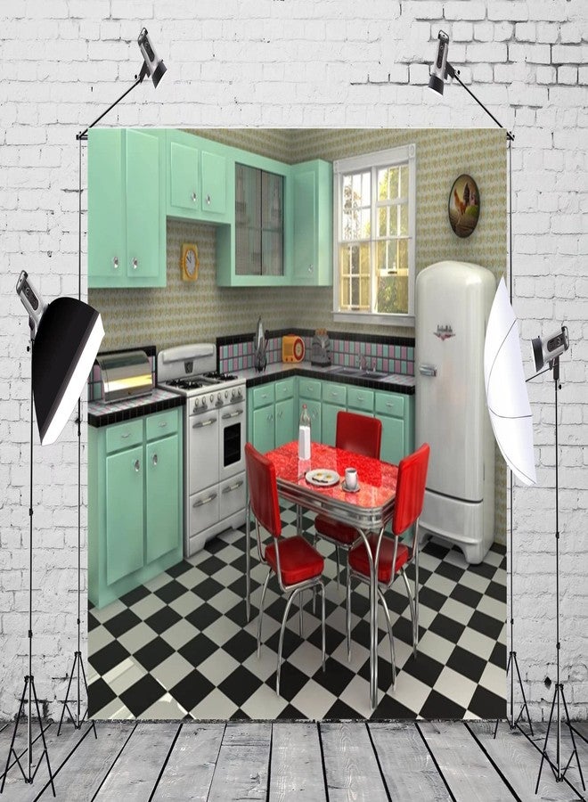 Loccor Fabric 7x5ft Retro Kitchen Backdrop for Photography Interior Cooking Dining Scene Background 1950s Dinner Party Banner Birthday Decorations Kids Adult Portrait Video Photo Shoot Props - Image 4