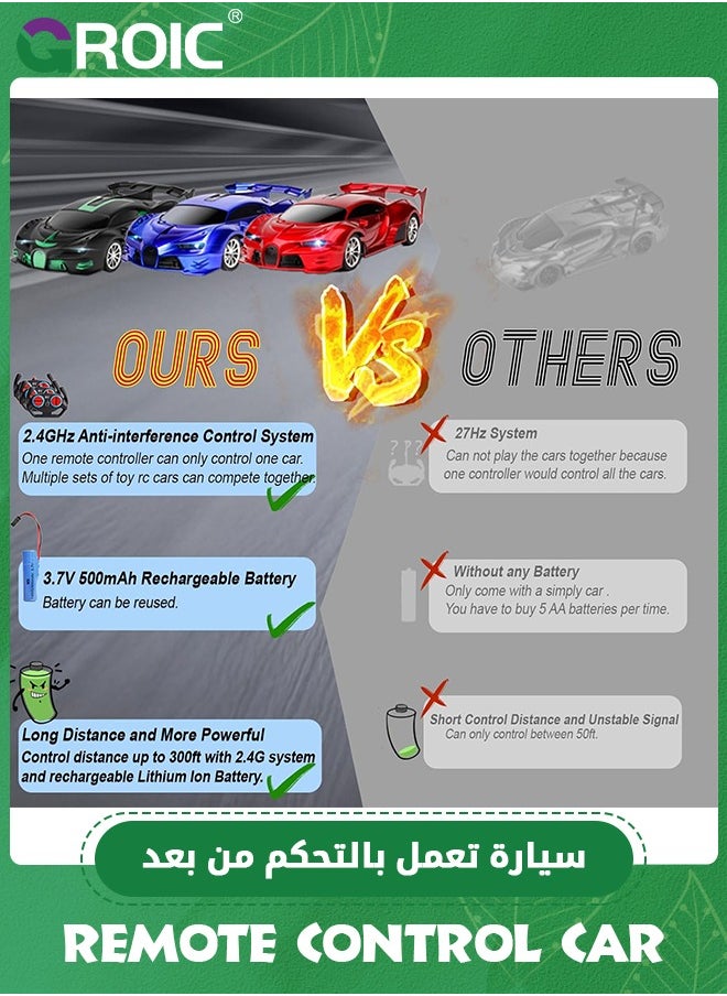 GROIC Remote Control Car 2.4Ghz Rechargeable High Speed 1/18 RC Cars Toys for Kids,Vehicle Racing Hobby with Headlight,Model Car  - Image 4