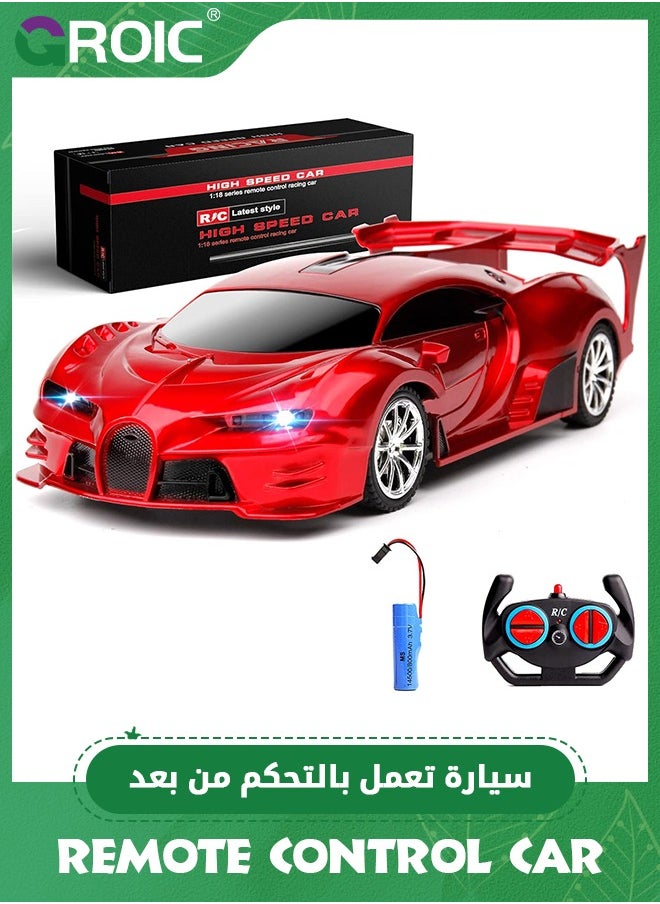 GROIC Remote Control Car 2.4Ghz Rechargeable High Speed 1/18 RC Cars Toys for Kids,Vehicle Racing Hobby with Headlight,Model Car  - Image 1