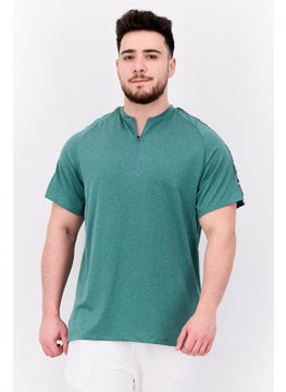 Men Sportswear Fit Brand Logo Half Zip Training T-Shirt, Green
