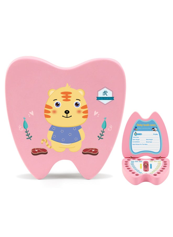 Generic - English Version Wooden Children's Deciduous Teeth Storage Box Baby's Teeth Changing Storage Box Teeth Dropping Memorial Collection Creative Home-Color:Pink Zodiac Monkey (English Version) - Image 1