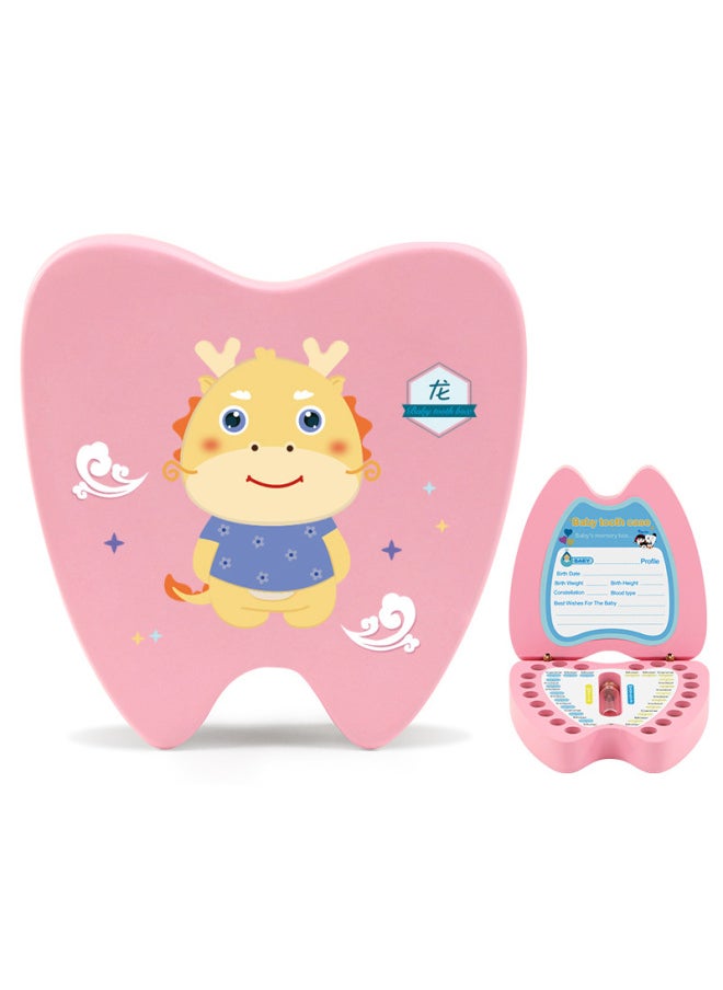 Generic - English Version Wooden Children's Deciduous Teeth Storage Box Baby's Teeth Changing Storage Box Teeth Dropping Memorial Collection Creative Home-Color:Pink Zodiac Monkey (English Version) - Image 1