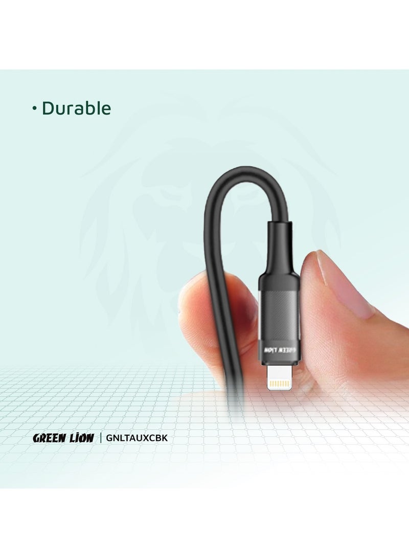 USB-C To AUX Braided Cable 1 Meter Length / Transparent + Braided Material / Super Durable / Secure & Safe / Stable Signal / Copper Core / 10000 Bends Life Span / Premium Quality / Practical Aux Audio Cable / Flexible & Portable / Universal Fit - Black