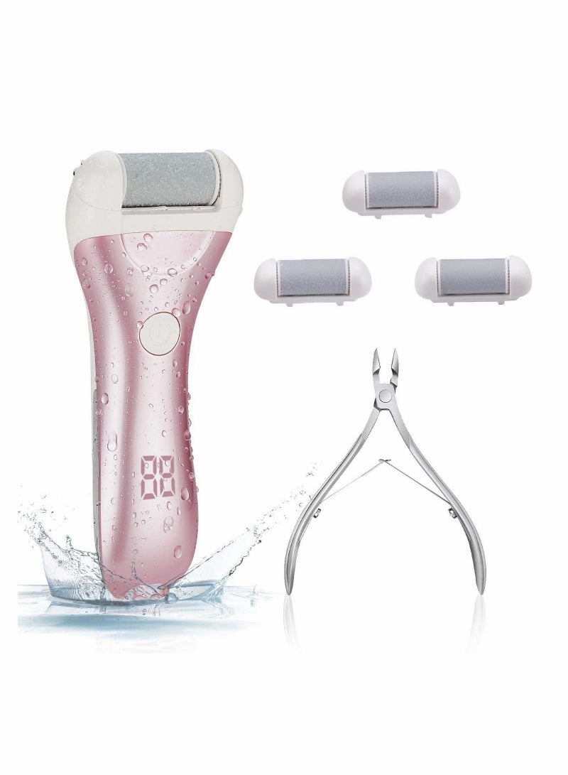 XiuWoo Remover for Feet, Electric Foot File Rechargeable Scrubber Pedicure Tools kit Electronic Waterproof Callus Shaver Cracked Heels Thick Callous Dead Skin 3 Roller Heads Cutile Trimmer - Image 1