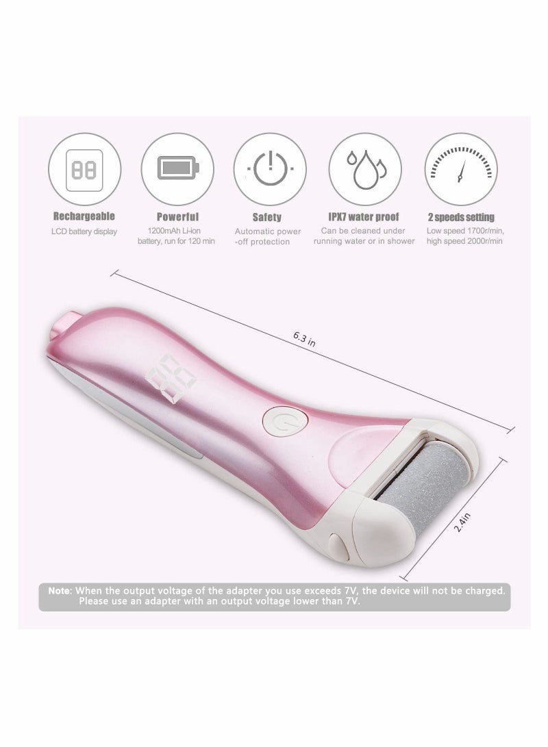 XiuWoo Remover for Feet, Electric Foot File Rechargeable Scrubber Pedicure Tools kit Electronic Waterproof Callus Shaver Cracked Heels Thick Callous Dead Skin 3 Roller Heads Cutile Trimmer - Image 2