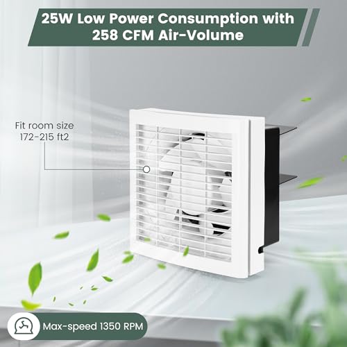 Fanspex 6" Shutter Exhaust Fan, 258CFM Window or Wall Mount Ventilation Fan for Greenhouse, Attic, Garage, Bathroom, Kitchen - Image 5