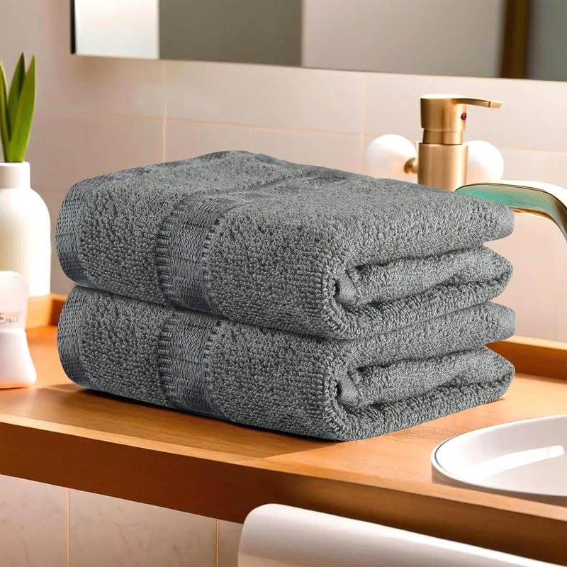 Kuber Industries Pack of 2 Cotton Hand/Face Towels For Men & Women | Easily Washable | Workout Gym Napkins For Men | Pocket Towel - Grey - Image 1