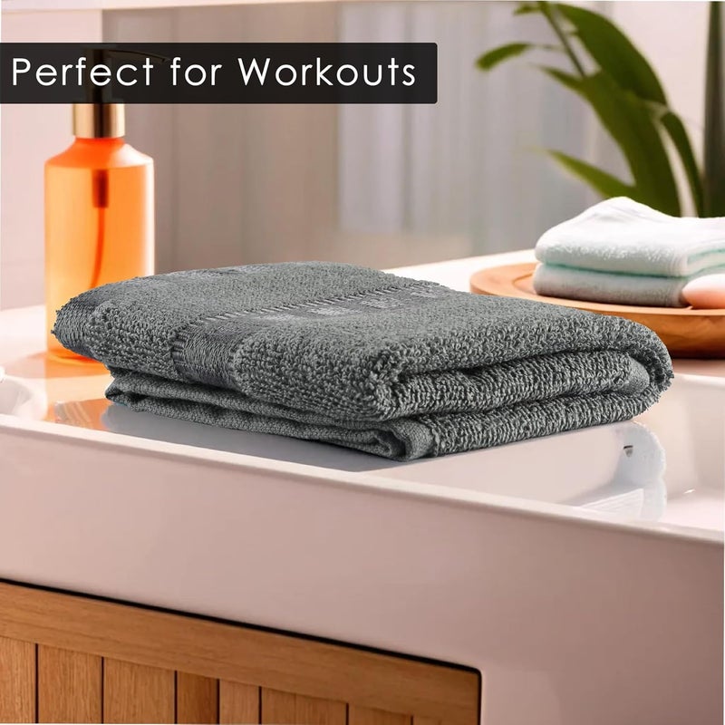 Kuber Industries Pack of 2 Cotton Hand/Face Towels For Men & Women | Easily Washable | Workout Gym Napkins For Men | Pocket Towel - Grey - Image 4