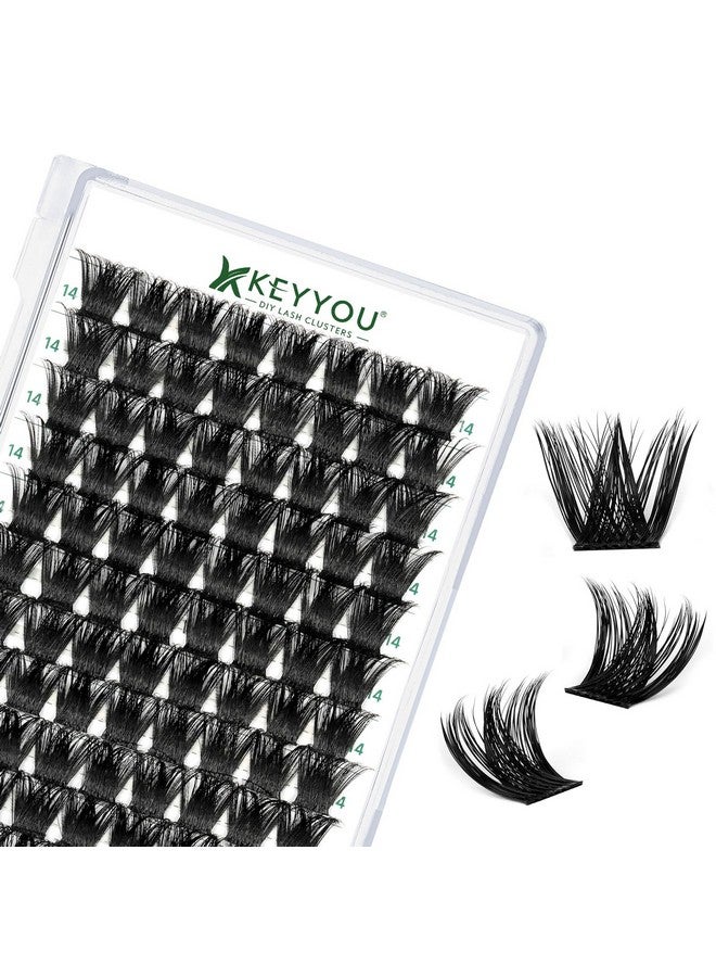 KEYYOU Lash Clusters 96pcs Individual Lashes Y02 D Curl 14mm Eyelash Clusters KEYYOU Volume Wispy Lash Extension Soft&Comfortable Easy DIY at Home(Y02,D-14mm) - Image 1